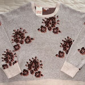 Knox Rose Women's Sweater in Gray and Pink Floral